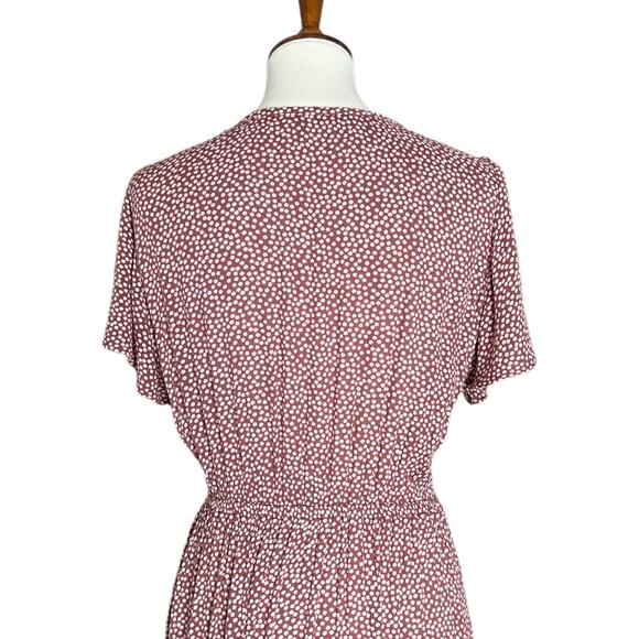 Abercrombie & Fitch Short Sleeve V-Neck Maxi Dress With Tie Waist Flowy Large - Picture 7 of 12